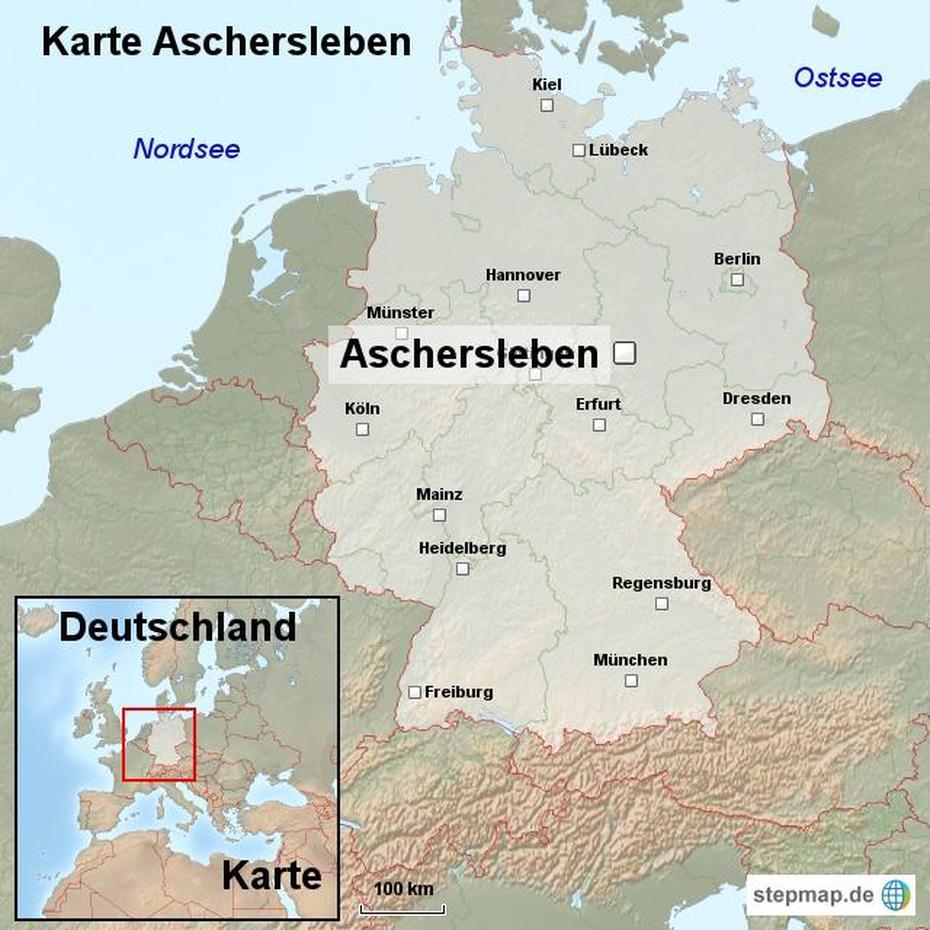 Stepmap – Karte Aschersleben – Landkarte Fur Deutschland, Aschersleben, Germany, Billeter Aschersleben, Krankenhaus Aschersleben