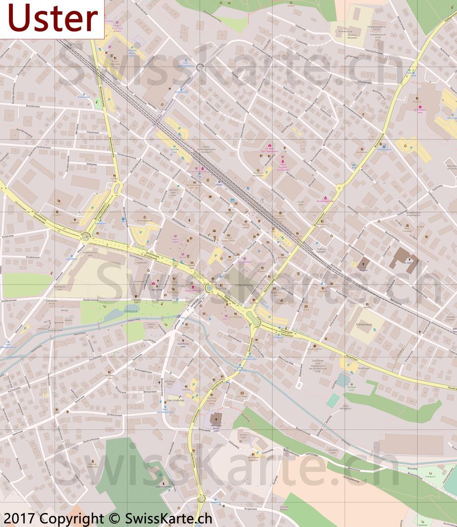 Of Switzerland Cities, Blank  Of Switzerland, Stadtplan Uster, Uster, Switzerland