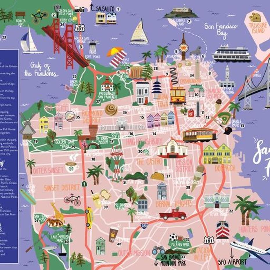 A Travel Guide And Map Of San Francisco, California. All My Favourite …, San Francisco, United States, United States Location, San Francisco Location