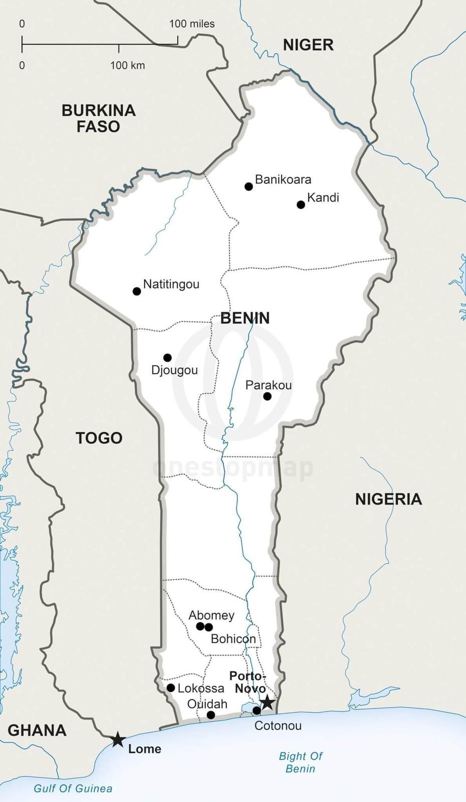 Vector Map Of Benin Political | One Stop Map, Golo-Djigbé, Benin, Bight Of Benin, Benin Empire