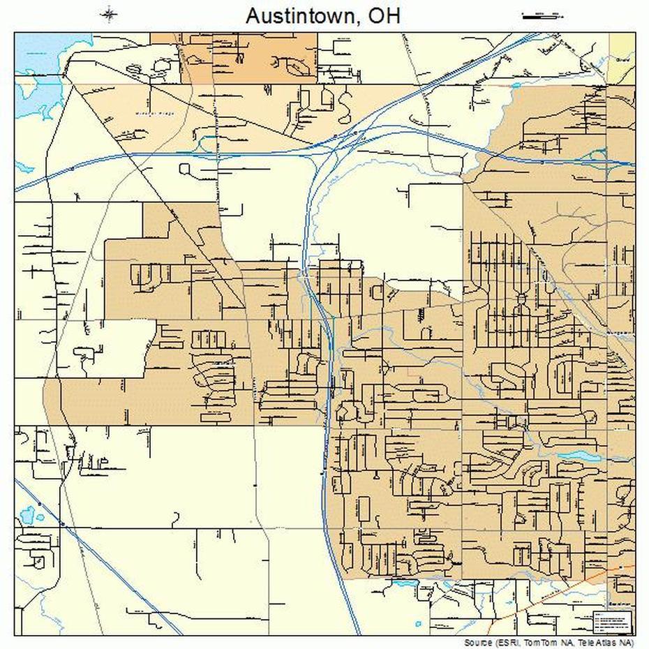 Austintown Ohio Street Map 3903184, Austintown, United States, United States  Color, United States  With City