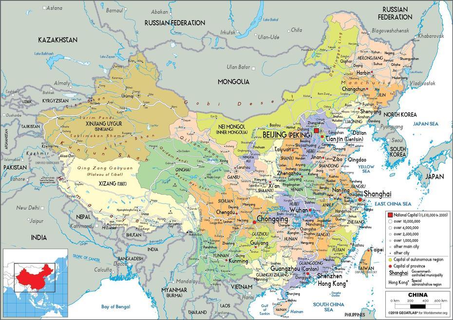 China Map (Political) – Worldometer, Chuanliaocun, China, China Asia, China  For Kids