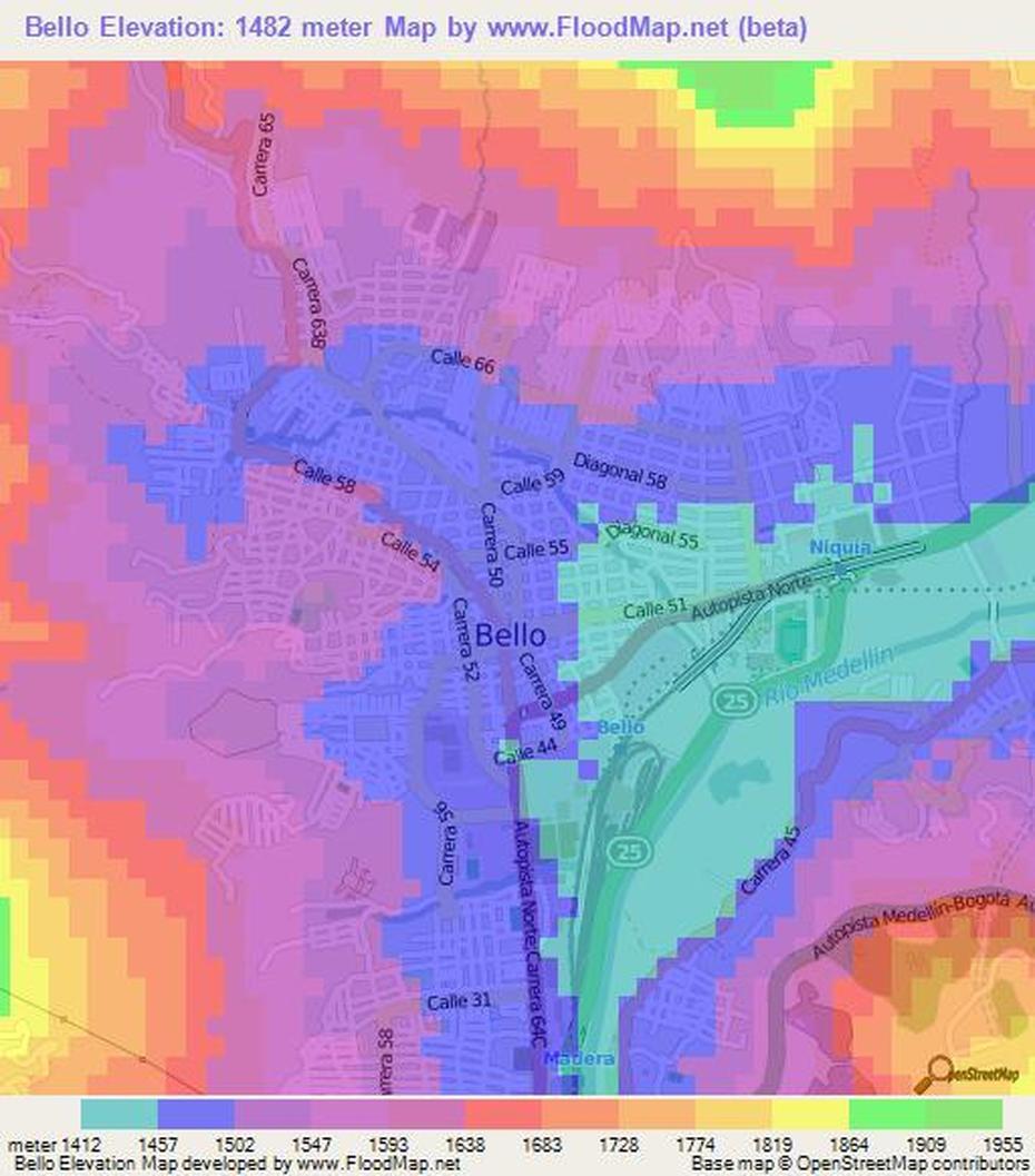 Elevation Of Bello,Colombia Elevation Map, Topography, Contour, Bello, Colombia, Cartagena Colombia, Panama And Colombia