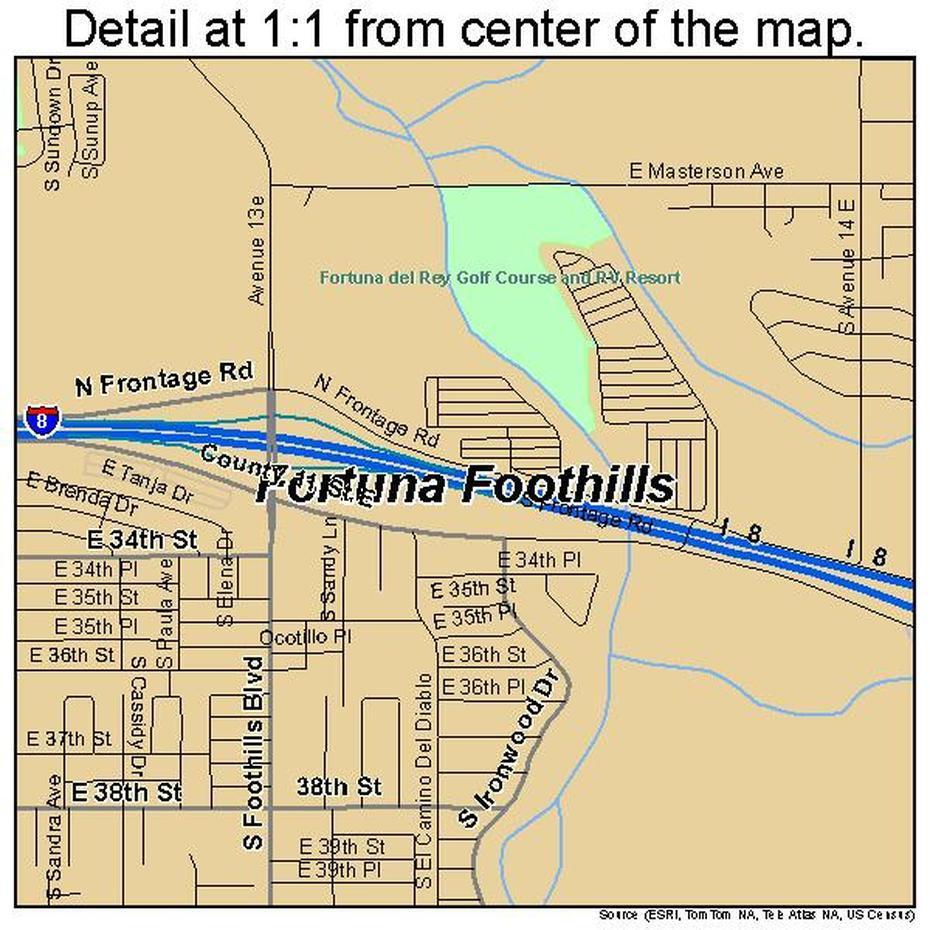 Fortuna Foothills Arizona Street Map 0425030, Fortuna Foothills, United States, Foothills Hospital, Foothills Trail