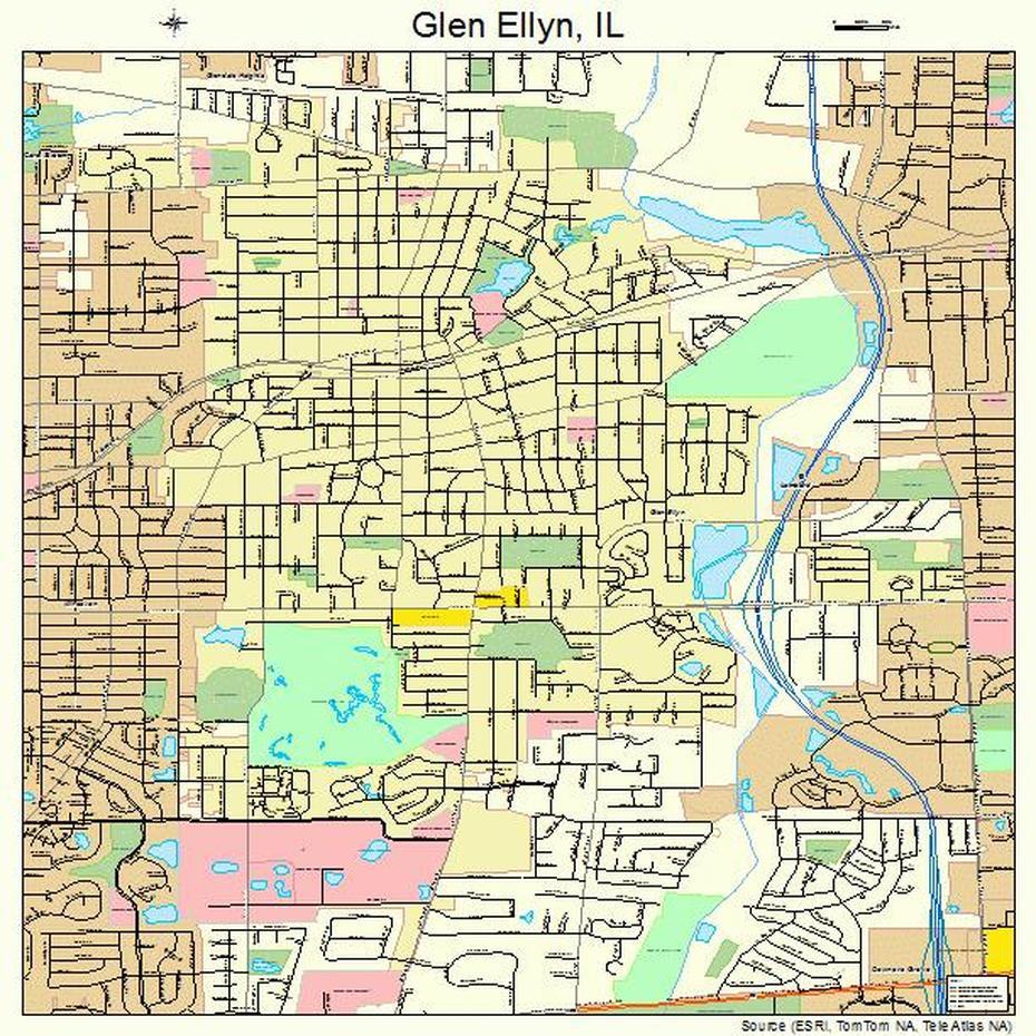 Glen Ellyn Illinois Street Map 1729756, Glen Ellyn, United States, Of Lombard Il, Glendale Heights Il