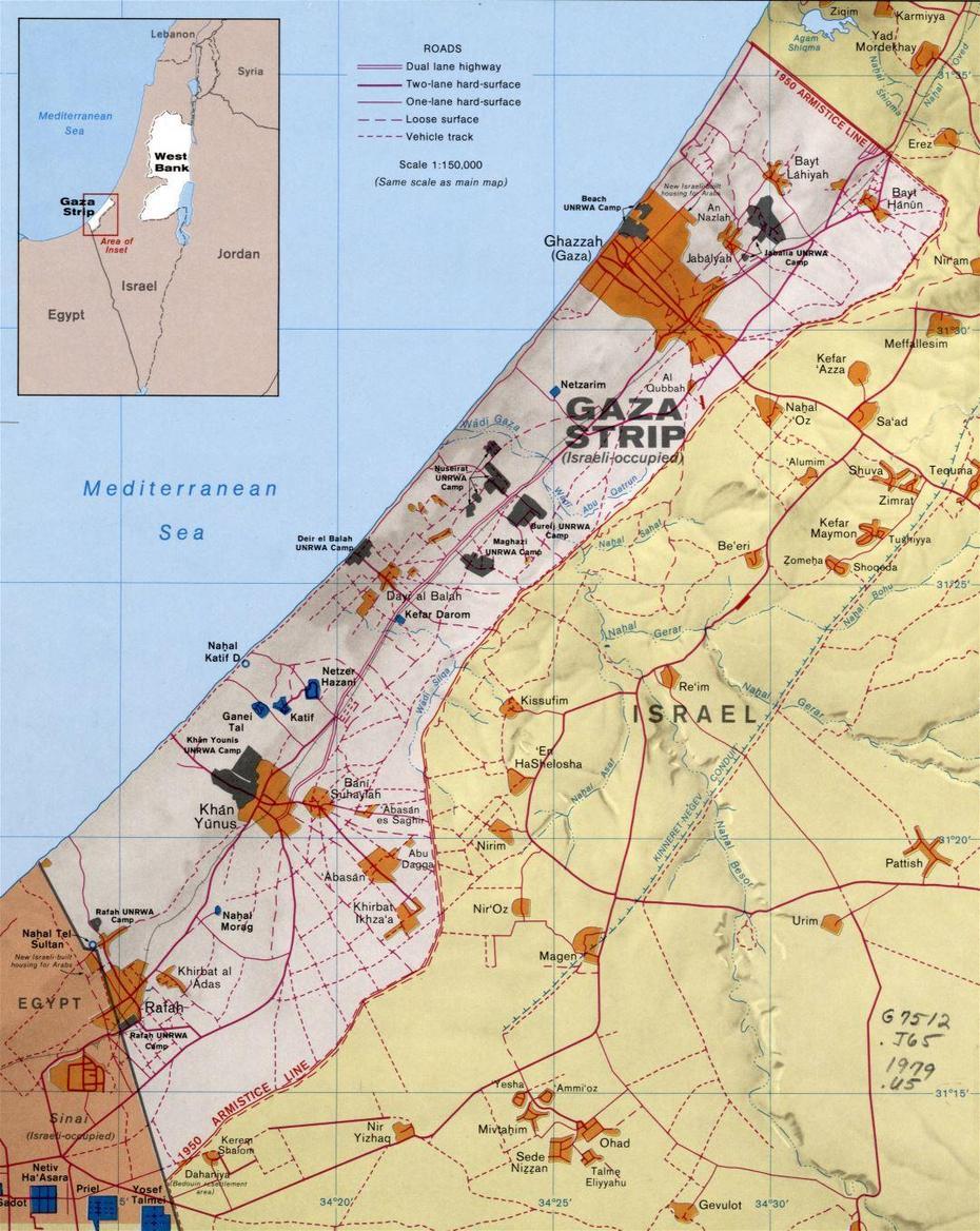 Large Detailed Political Map Of Gaza Strip With Relief, Roads …, Banī Suhaylā, Gaza Strip, Bani Walid  Libya, Ube Score