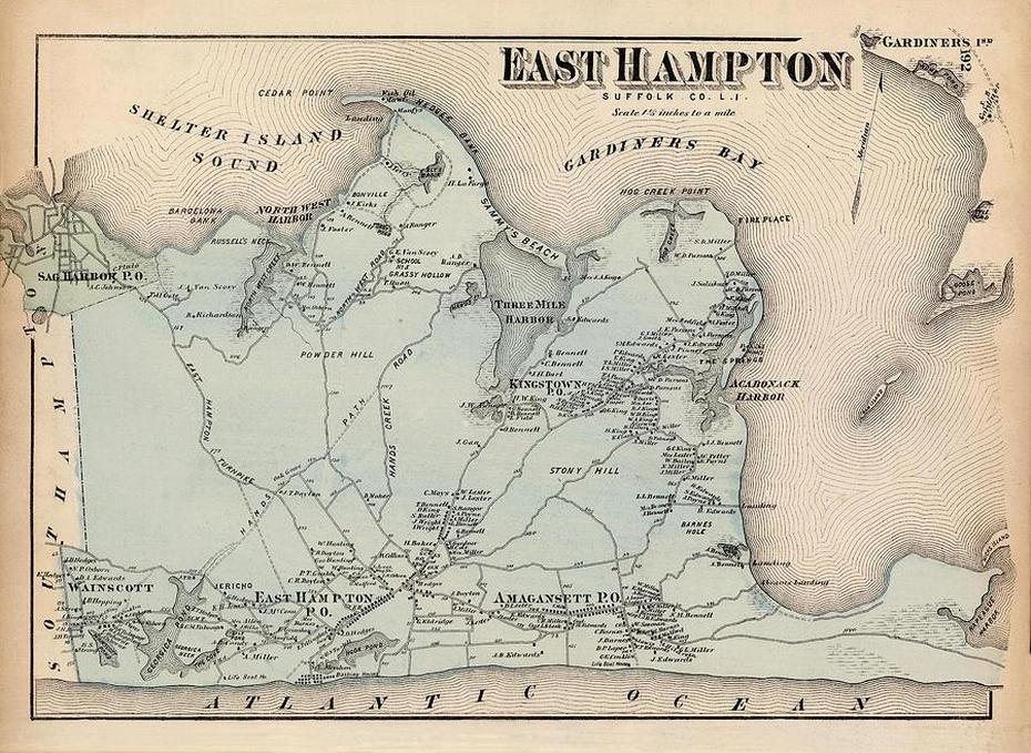 Map Of East Hampton 1873 Photograph By Andrew Fare | Fine Art America, East Hampton, United States, South East Coast  United States, United States Highway