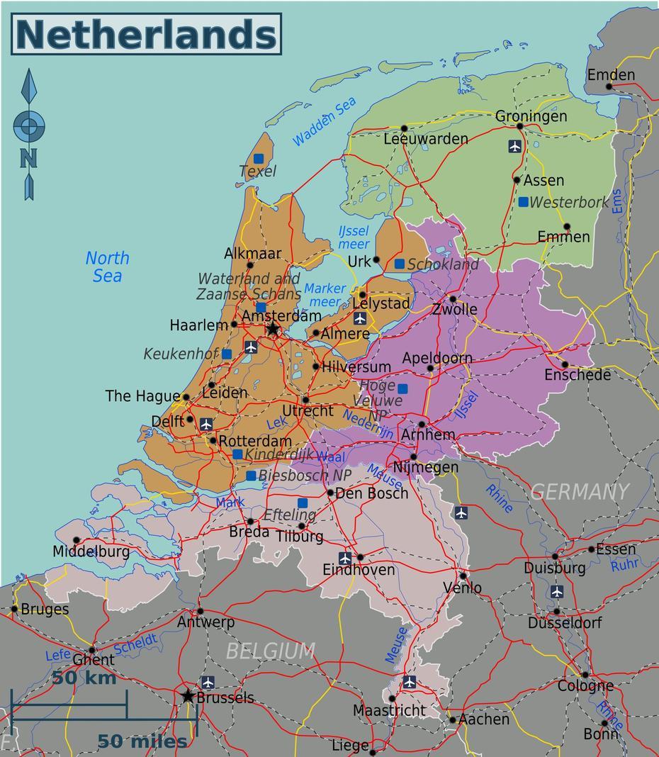 Physical  Of The Netherlands, Detailed  Netherlands, Worldof, Best, Netherlands