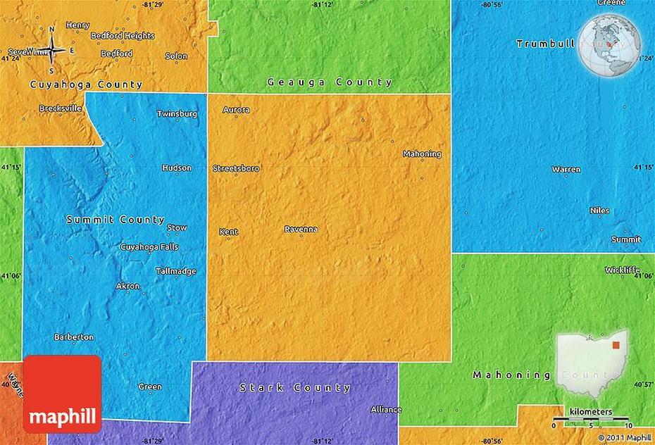 Political Map Of Portage County, Portage, United States, Portage County, Portage Glacier