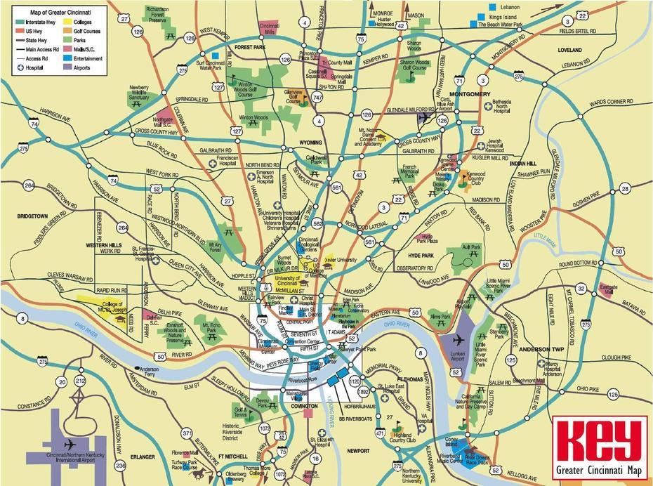 Printable Cincinnati Map – Printable Maps, Cincinnati, United States, Cincinnati Area, Cincinnati City