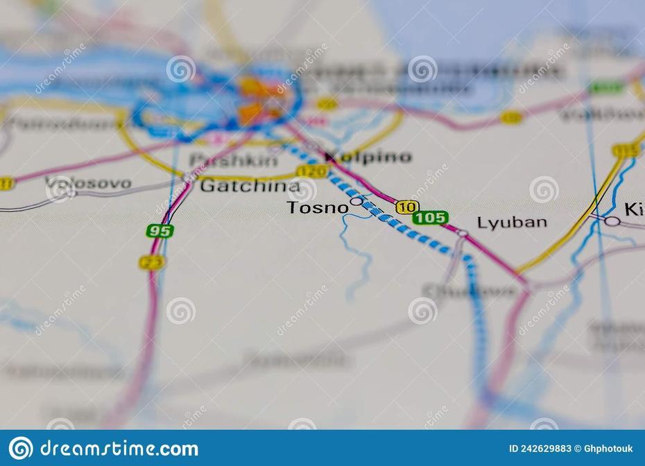 03-03-2022 Portsmouth, Hampshire, Uk, Tosno Russia Shown On A Road Map …, Tosno, Russia, Russia  With Cities, Of Russia Area