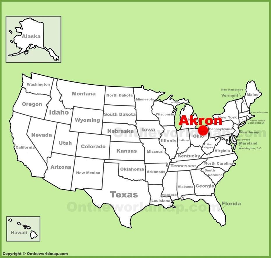 Akron Location On The U.S. Map, Akron, United States, United States  50 States, United States  Puzzle