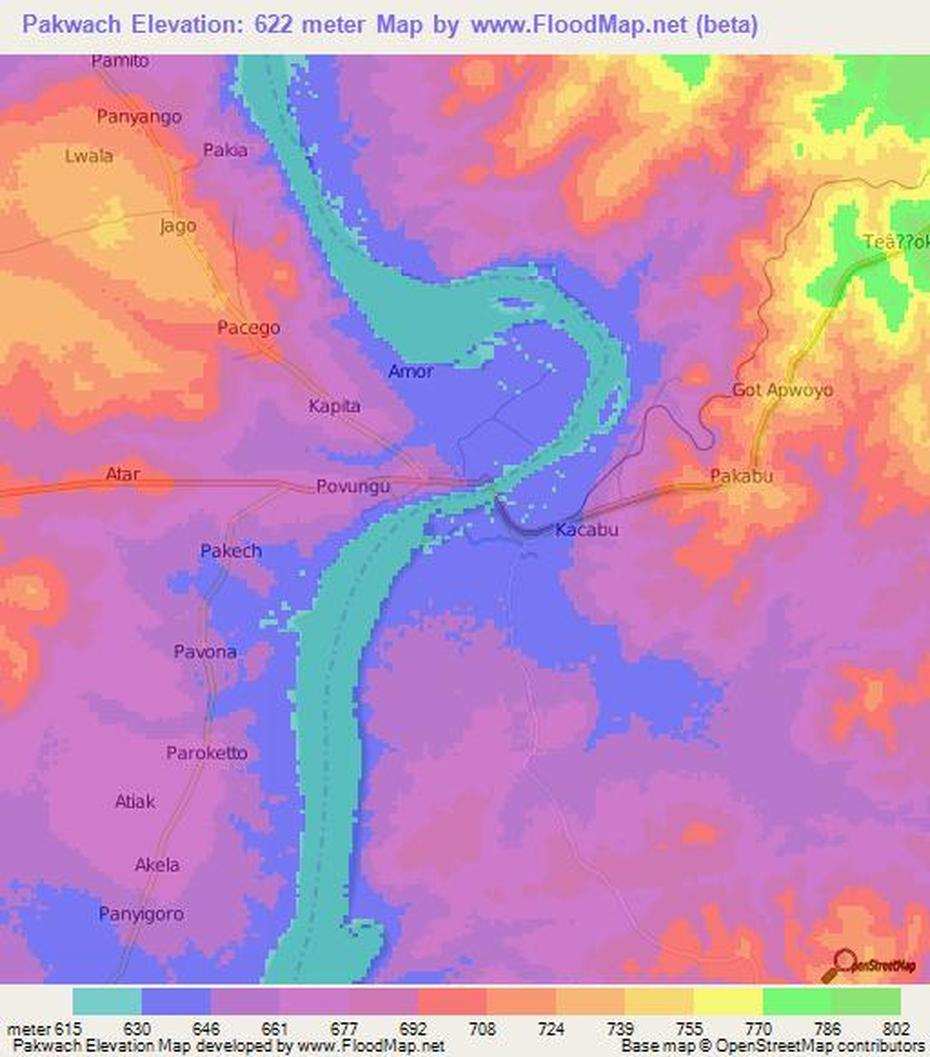 Elevation Of Pakwach,Uganda Elevation Map, Topography, Contour, Pakwach, Uganda, Masindi Uganda, Uganda Architecture