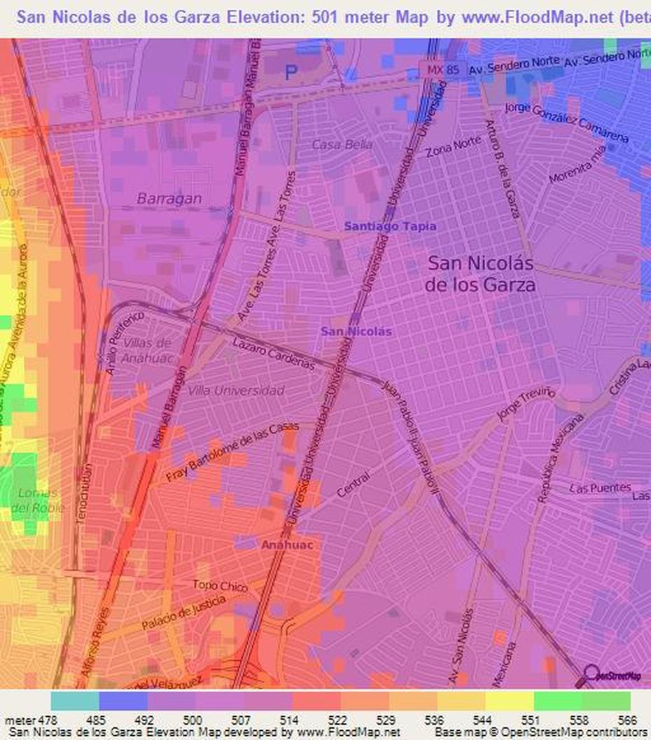 Elevation Of San Nicolas De Los Garza,Mexico Elevation Map, Topography …, San Nicolás De Los Garza, Mexico, Escudo De Tigres, Tigres  Futbol