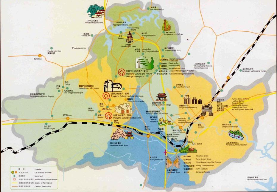 Huangshan Huang Shan Area Map English Hi-Res Detailed Downloadable In …, Huangshan, China, Anhui Huangshan, Huangshan Park China