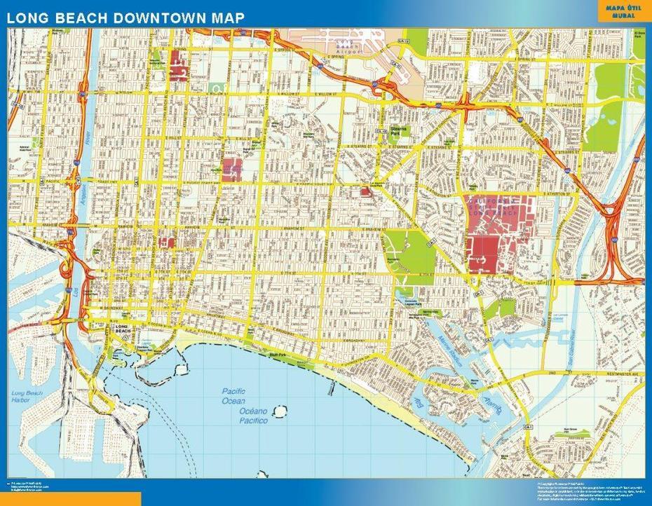 Long Beach Downtown Map | Wall Maps Of Countries For Europe, Long Beach, United States, United States  Oceans, Us Beaches