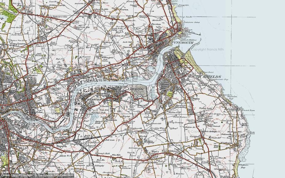 Map Of Jarrow, 1925 – Francis Frith, Jarrow, United Kingdom, Jarrow March, Old Scatness United Kingdom