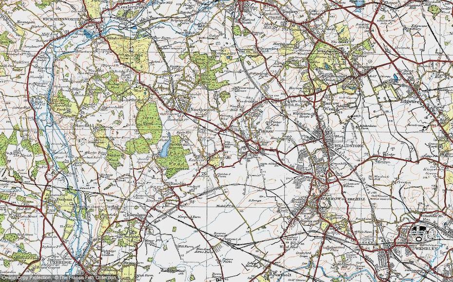 Map Of Pinner, 1920 – Francis Frith, Pinner, United Kingdom, Large Uk, Simple  United Kingdom