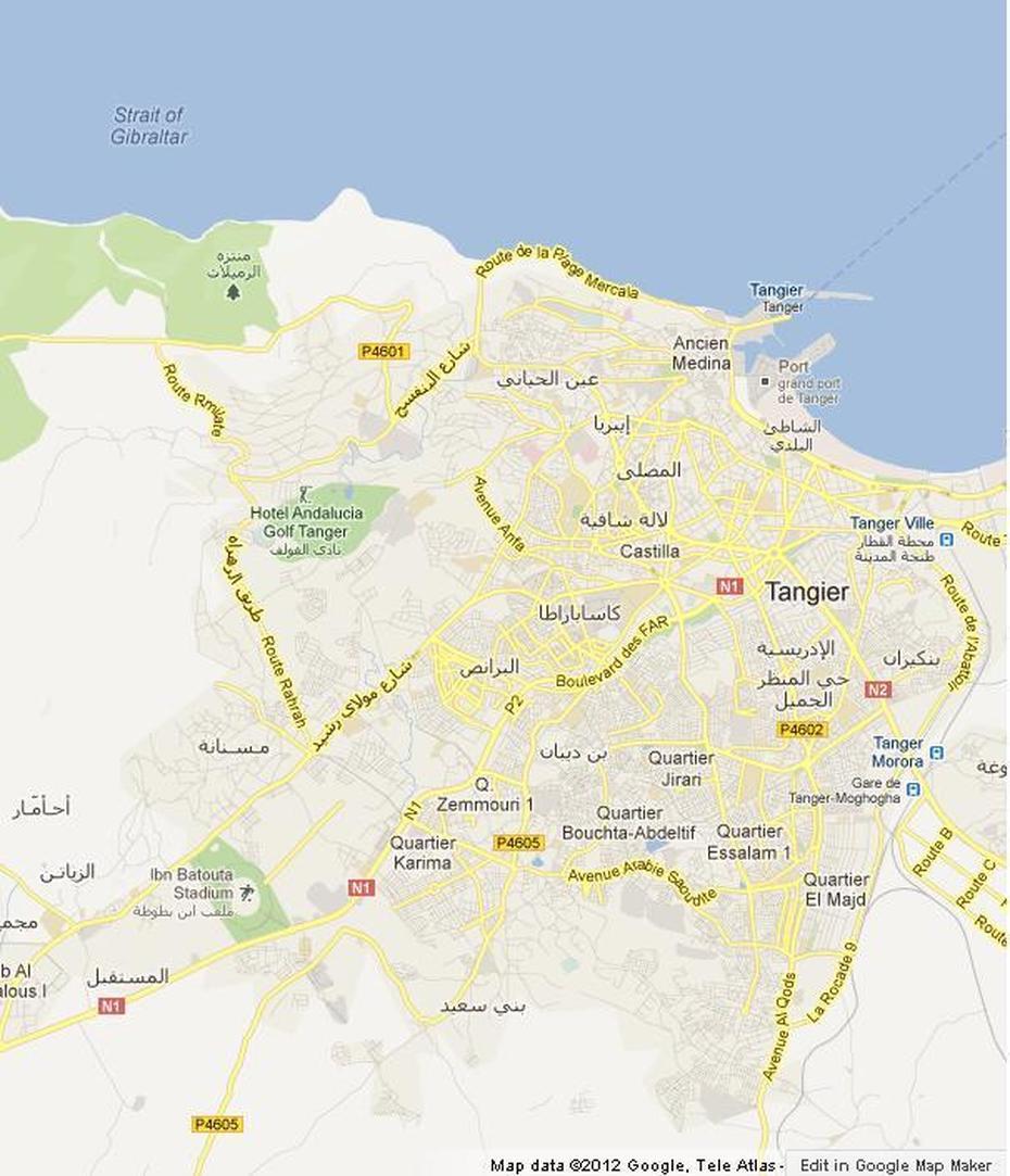 Map Of Tangier Morocco, Tangier, Morocco, Morocco  Printable, Rabat Morocco