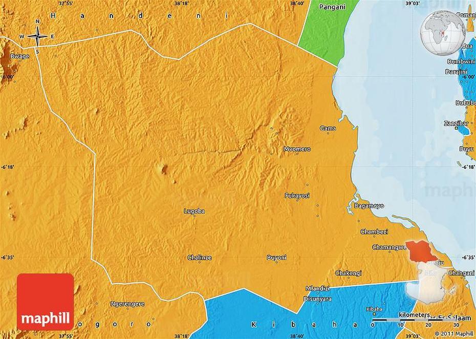 Political Map Of Bagamoyo, Bagamoyo, Tanzania, Tanzania Tourism, German Tanzania