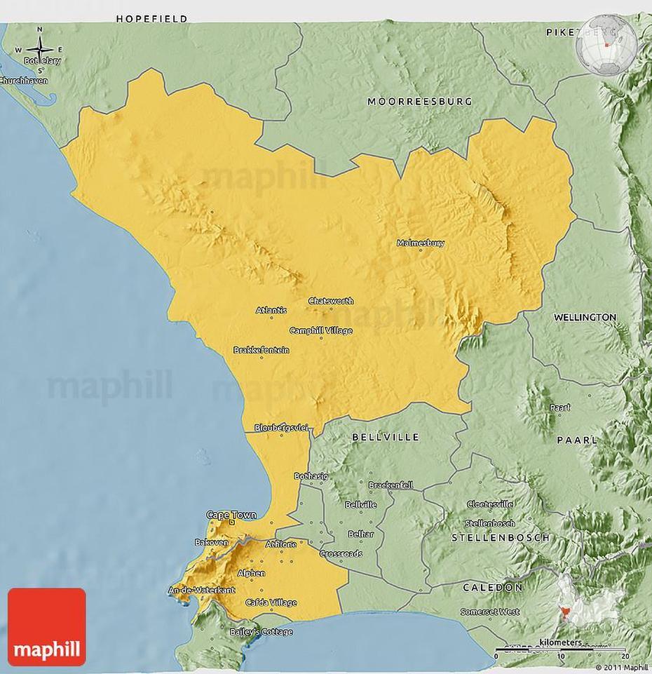Savanna Style 3D Map Of Malmesbury, Malmesbury, South Africa, Malmesbury Western Cape, South Africa Agriculture