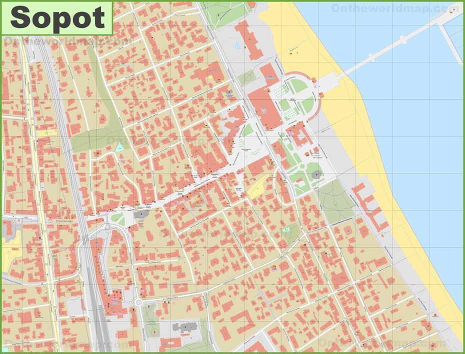 Sopot City Center Map, Sopot, Poland, Northern Poland, Hotel Sopot