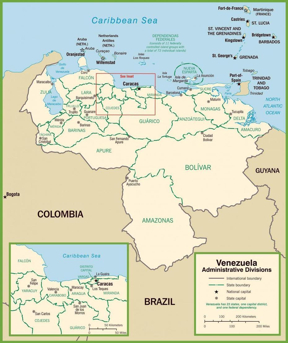 Capital Of Venezuela, Valencia- Venezuela, Politische Karte, Punceres, Venezuela