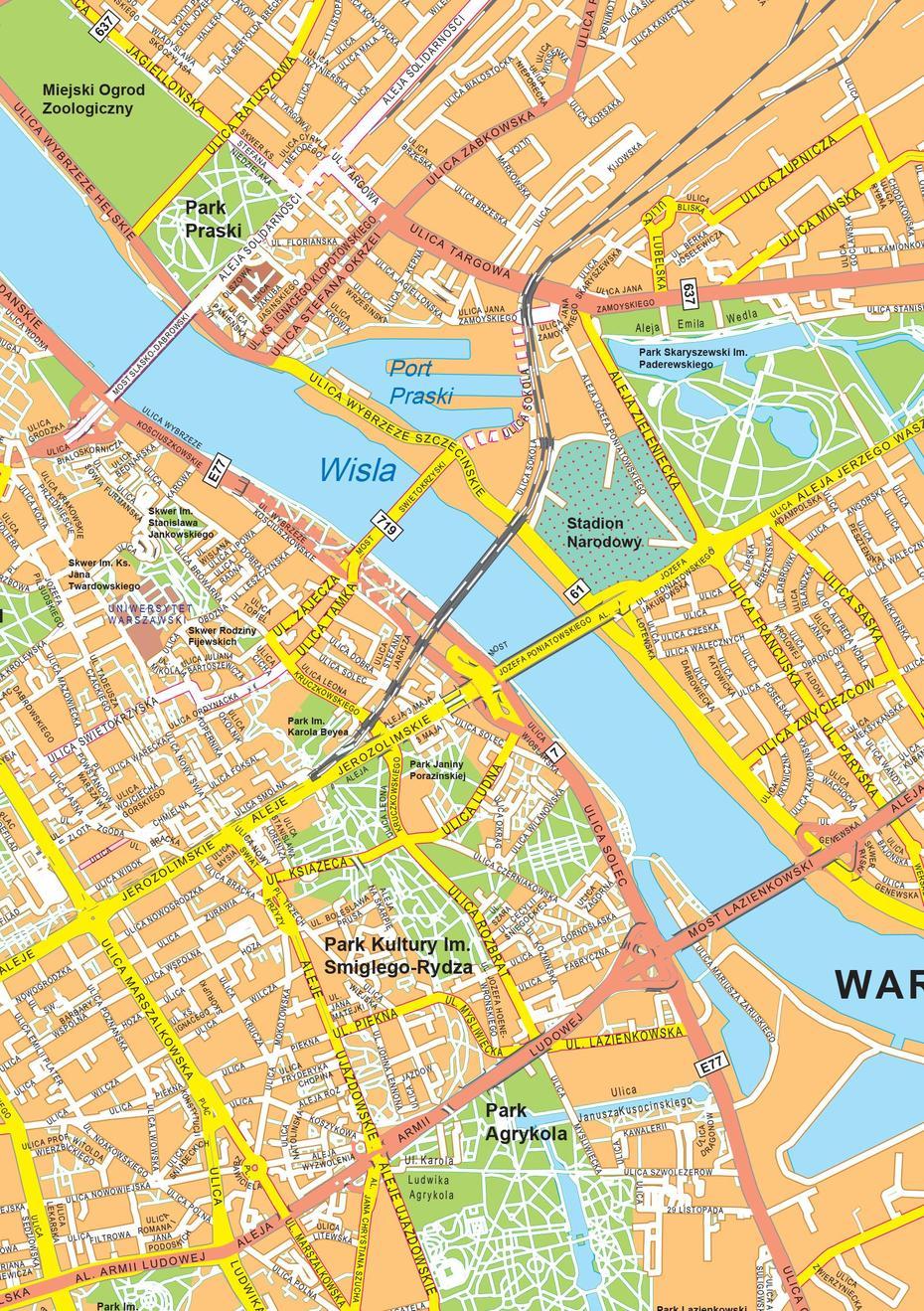 Digital City Map Warsaw 499 | The World Of Maps, Warsaw, Poland, Warsaw Indiana, Capital Of Poland