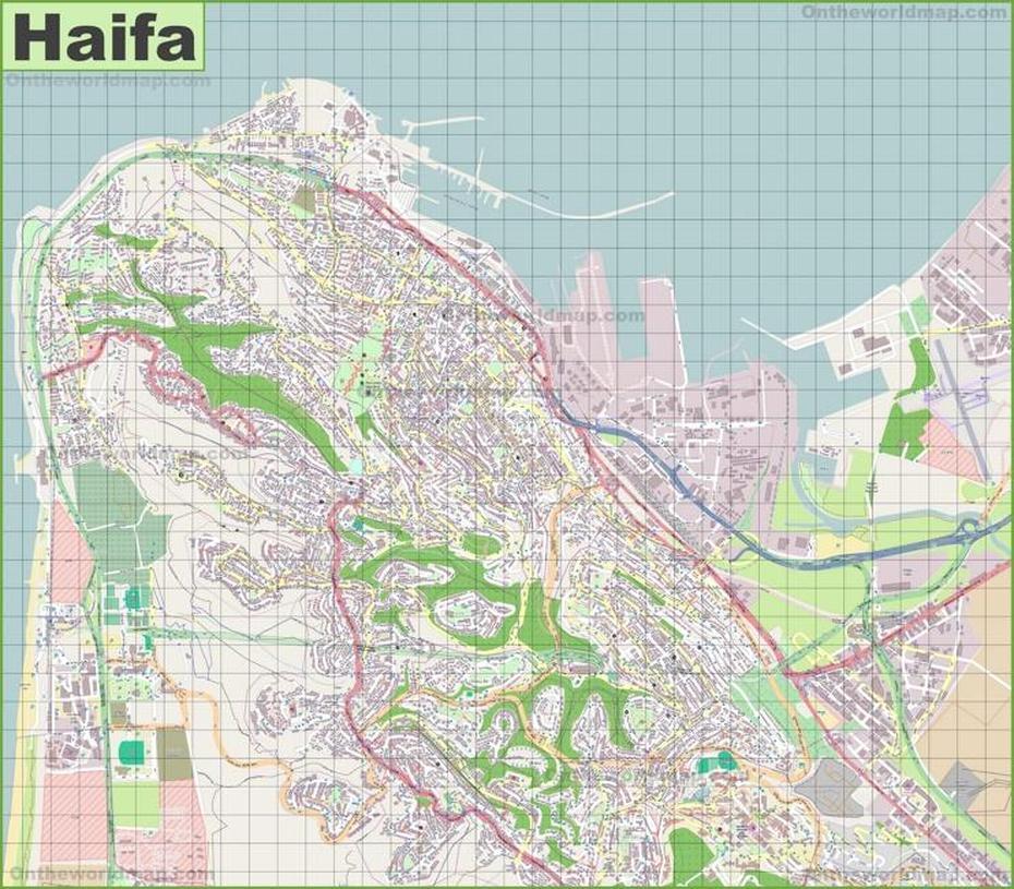 Large Detailed Map Of Haifa, Haifa, Israel, Haifa Gardens, Israel Beaches Haifa