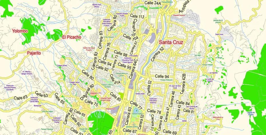 Medellin Colombia Pdf Map Vector Exact City Plan Low Detailed Street …, Medellín, Colombia, Barranquilla Colombia, Medellin Metro