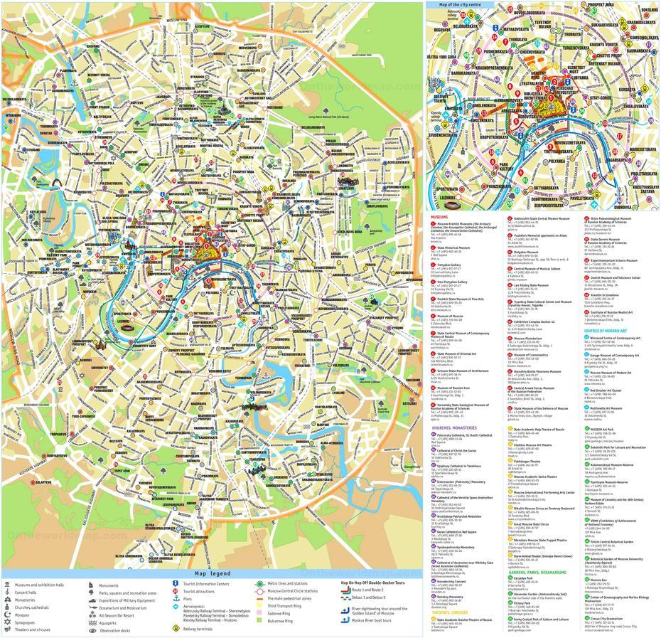 Moscow Tourist Map, Moscow, Russia, Printable  Russia, Russian City