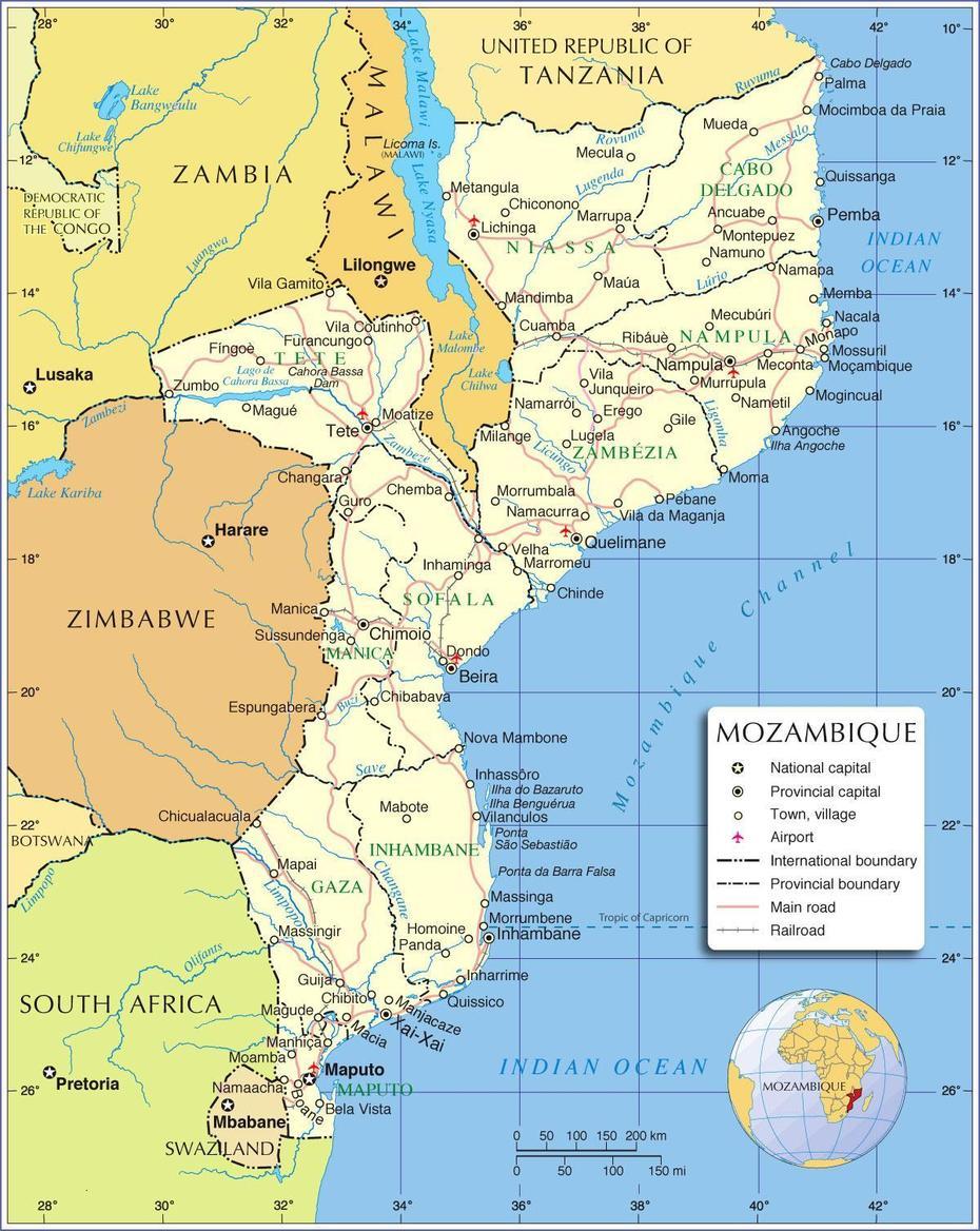 Mozambique Provinces, Physical  Of Mozambique, Uto, Maputo, Mozambique