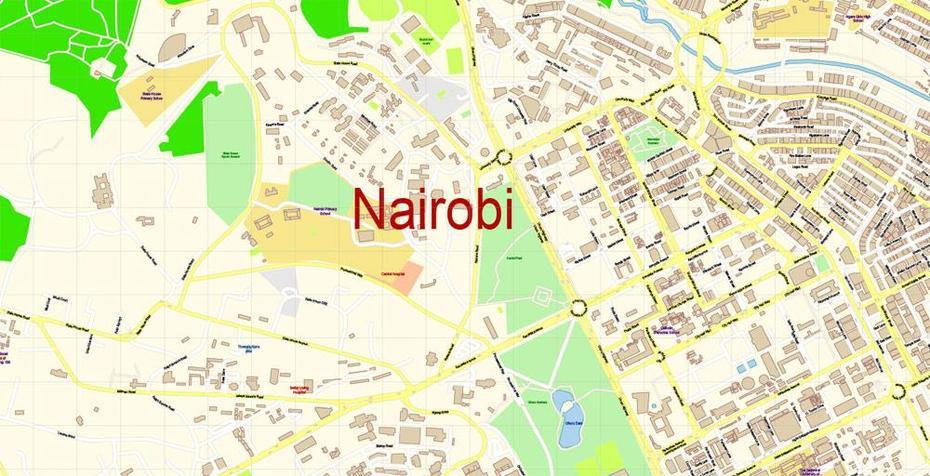 Nairobi Kenya Map Vector Exact City Plan Detailed Street Map Editable …, Nairobi, Kenya, Nairobi County, Kenya  Outline