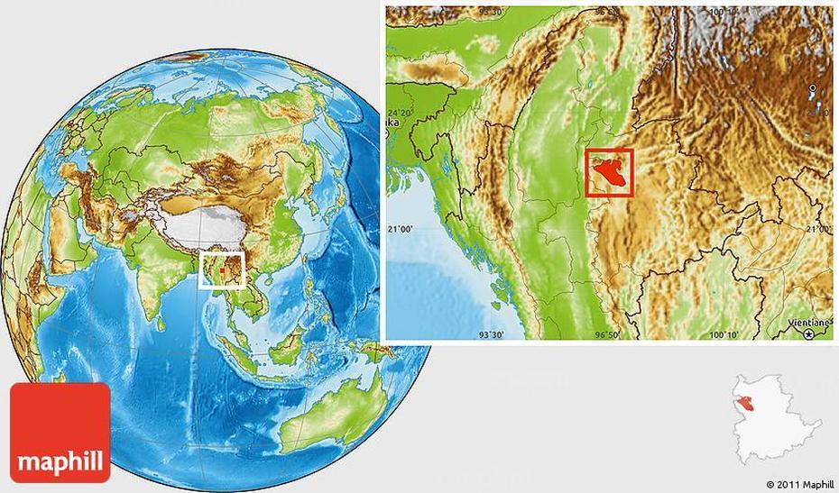 Physical Location Map Of Kyaukme, Kyaukme, Myanmar, Myeik Myanmar, Myanmar Tourism