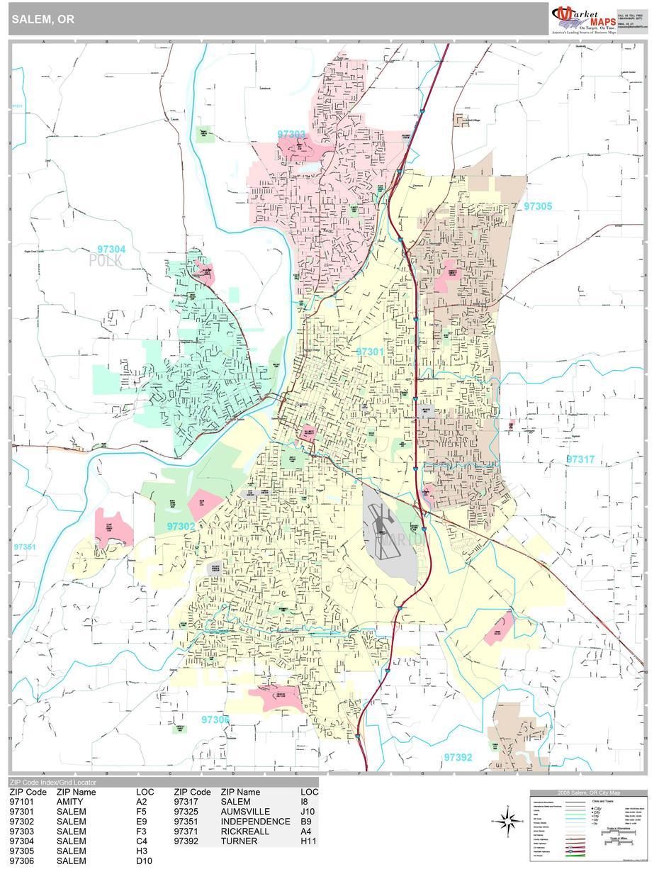 Salem Oregon Wall Map (Premium Style) By Marketmaps – Mapsales, Salem, United States, Salem Ward, Salem Boston