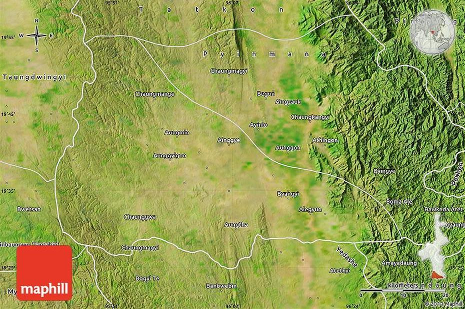 Satellite Map Of Lewe, Lewe, Myanmar, Lewes Beach, Lewes Castle