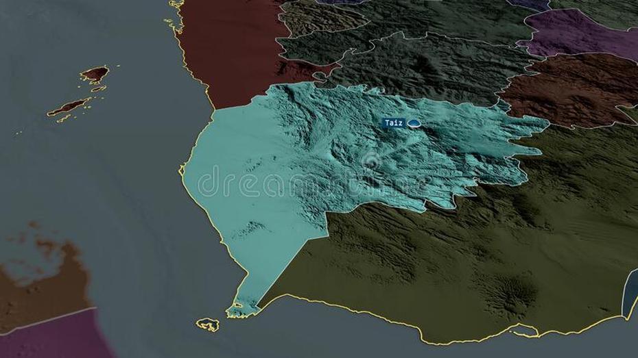 Ta`Izz, Yemen – Highlighted With Capital. Administrative Stock …, Ta‘Izz, Yemen, Yemen City, Taiz Yemen