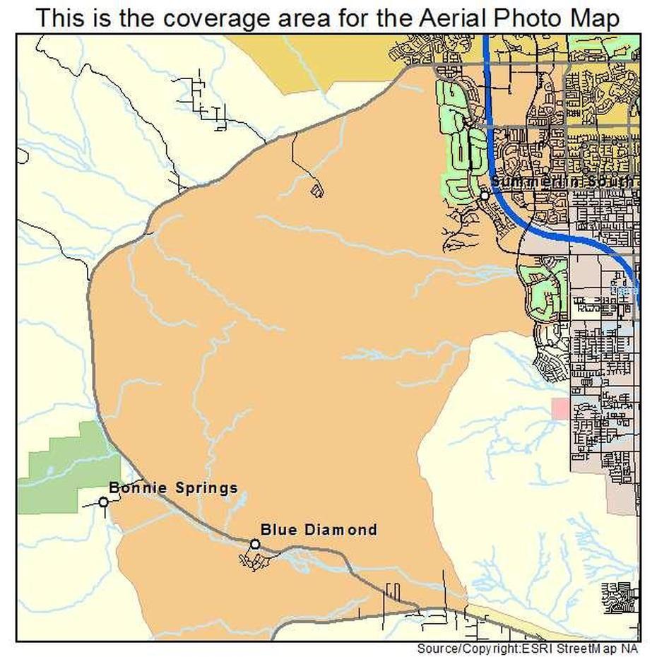 Aerial Photography Map Of Summerlin South, Nv Nevada, Summerlin South, United States, United States  With Oceans, Antique United States