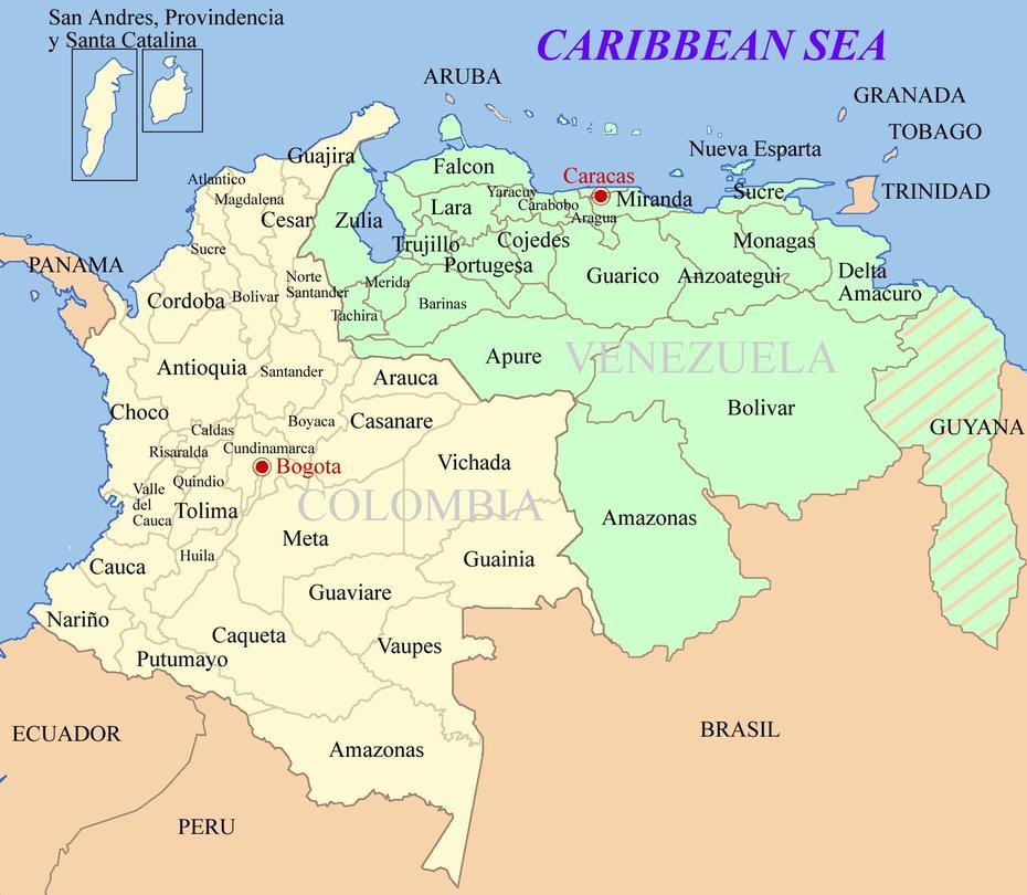 Archivo:Colombia Venezuela Map.Png – Wikipedia, La Enciclopedia Libre, Colón, Venezuela, Venezuela Cities, Capital Of Venezuela