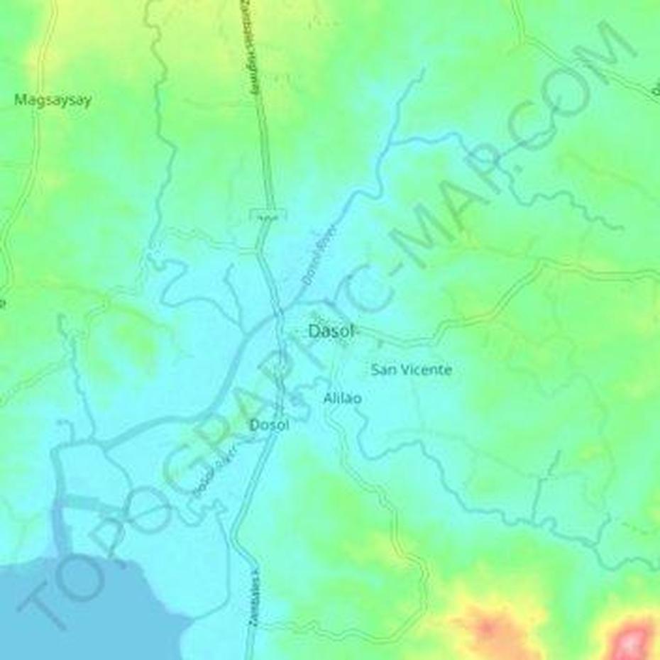 Dasol Topographic Map, Elevation, Relief, Dasol, Philippines, Culebra  Island, Location Levueglaoac Pangasinan