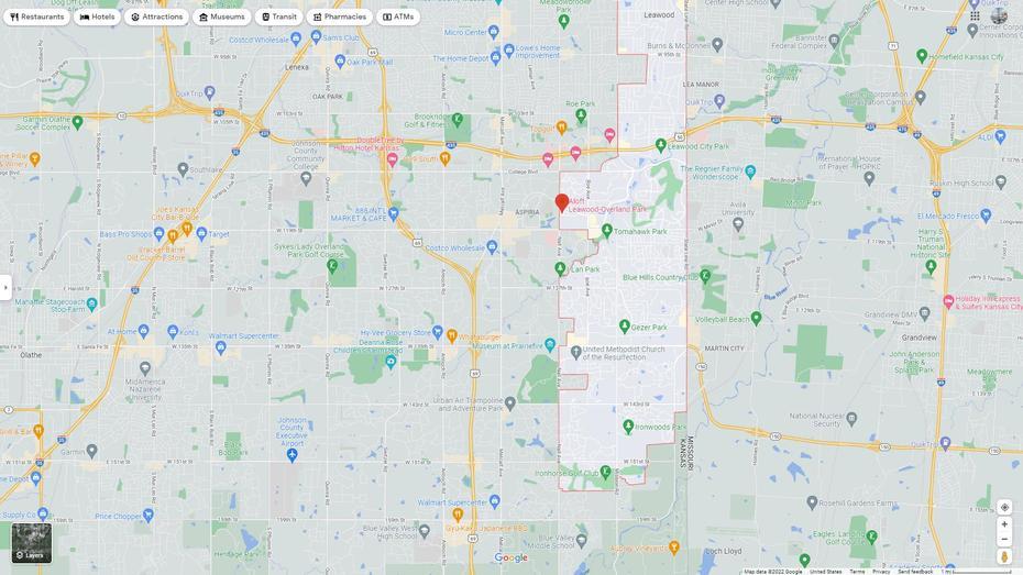 Leawood, Kansas Map, Leawood, United States, Overland Park Ks, Kansas City Road