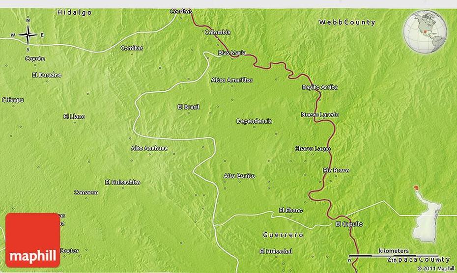 Physical 3D Map Of Nuevo Laredo, Nuevo Laredo, Mexico, Ciudad Juarez Mexico, Monterrey