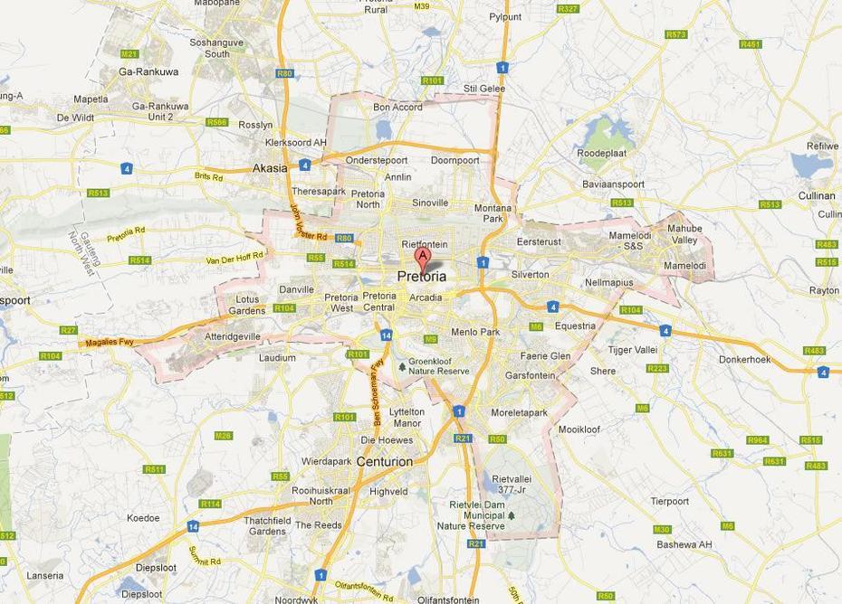 Pretoria Map, Pretoria, South Africa, Gauteng South Africa, Brooklyn Mall Pretoria