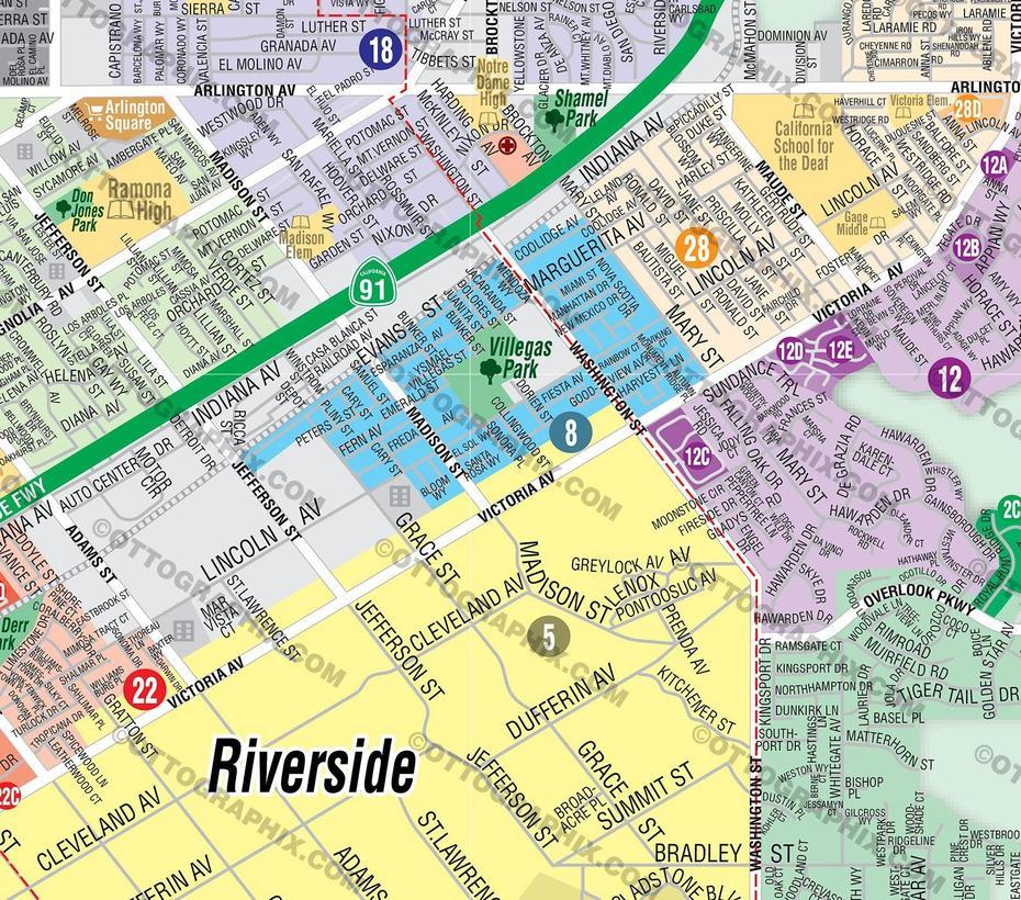 Riverside City Map, Ca (3 Versions: Full, West, East)  Otto Maps, Riverside, United States, 50 United States, United States America  Usa