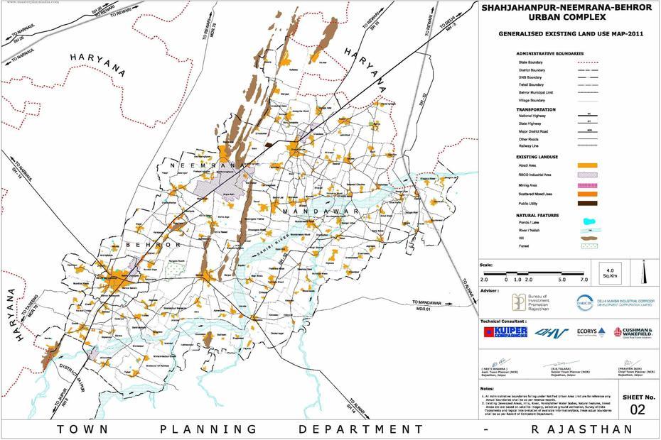Shahjahanpur Neemarana Behror Urban Complex Existing Land Use 2011 Map …, Shāhjānpur, India, India  World, India  Kids