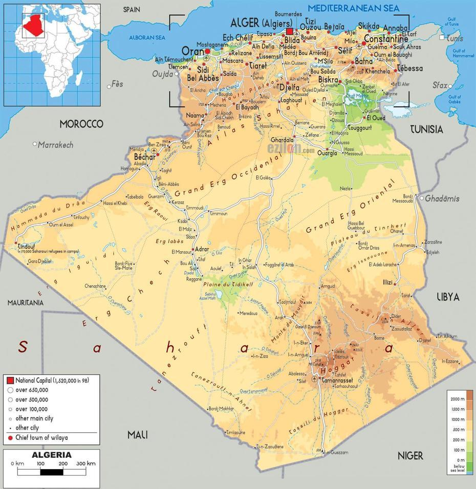 Algeria Map – Guide Of The World, Algiers, Algeria, Algiers Africa, Physical  Of Algeria