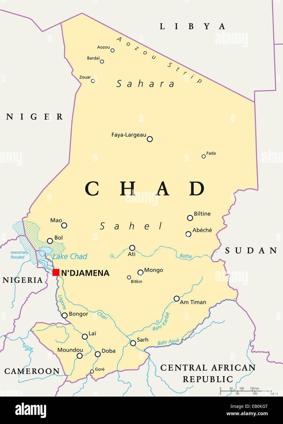 B”Chad Political Map With Capital Ndjamena, National Borders Stock Photo …”, N’Djamena, Chad, Chad On, N’Djamena Airport