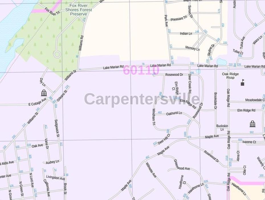 Carpentersville Map, Illinois, Carpentersville, United States, United States  Color, United States  With City