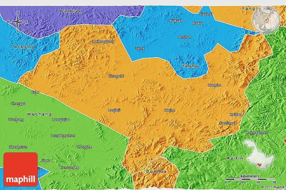 Of China Provinces, China  Colored, Political, Shangzhi, China