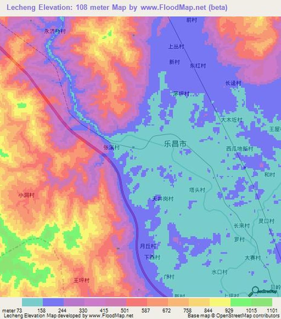 Of China Provinces, China  Colored, Topography, Lecheng, China